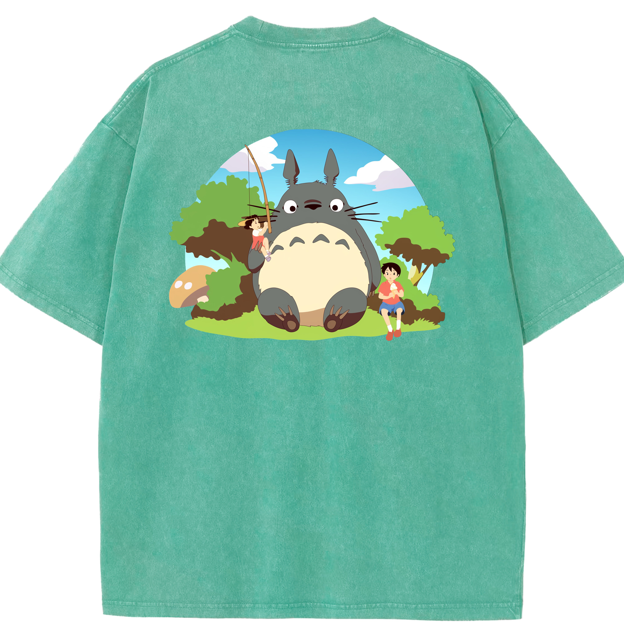 （画像用） となりのトトロ 草壁メイ 草壁サツキ My Neighbor Totoro Satsuki Kusakabe Mei Kusakabe 綿100% ヴィンテージ風 半袖Tシャツ（背面プリント）